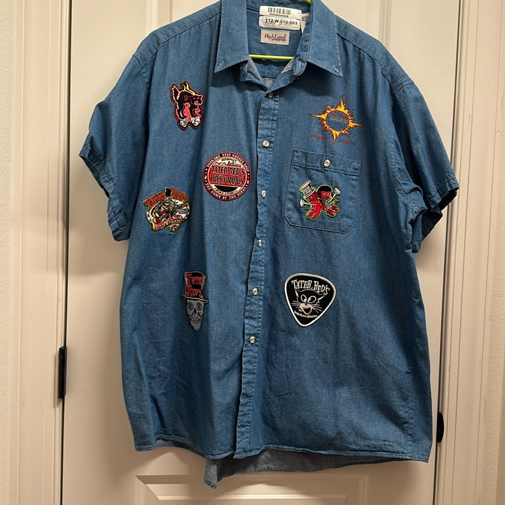Tater Red's Lucky Mojos & Voodoo Denim Shirt with Patches - XL
